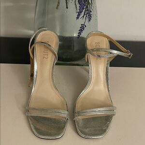 SCHUTZ Metallic Silver Heels